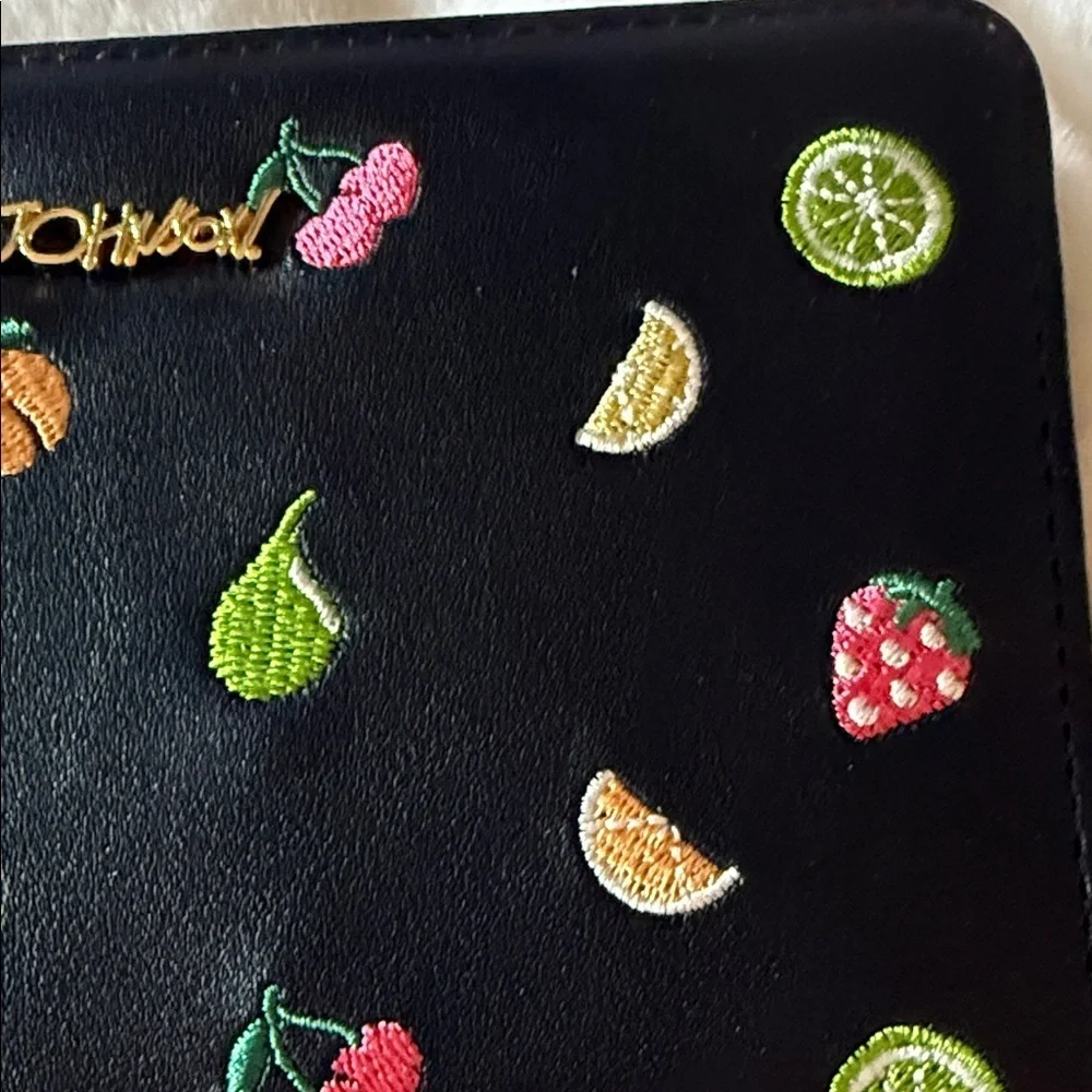 Betsey Johnson Black Wallet with Colorful Fruit Accents